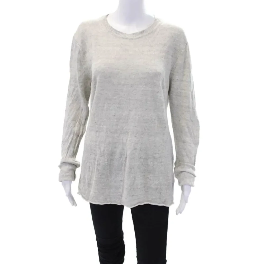 Vince Womens Linen Long Sleeves Crew Neck Pullover Sweater Pink Size Medium